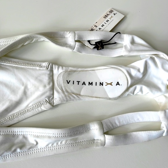 NWT Vitamin A cut out white neutra or Bonita hipster swim bottom skimpy L / 10 - Picture 4 of 11